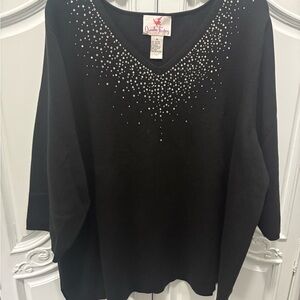 Quacker Factory Black Sparkle Women's Blouse